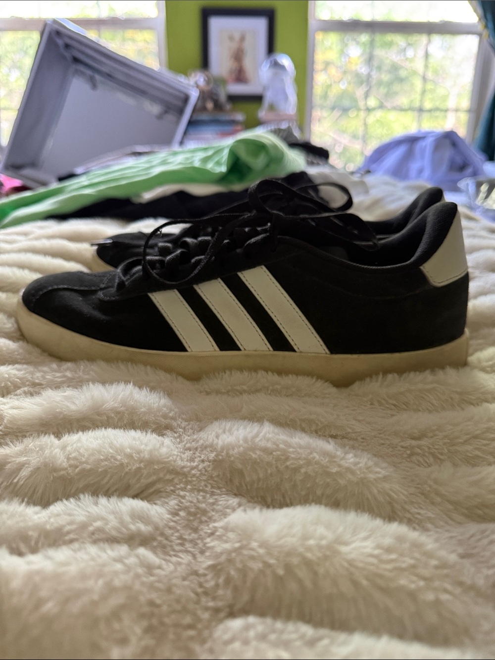 Adidas Black & White Sneakers Athletic Gym Shoes Size 9